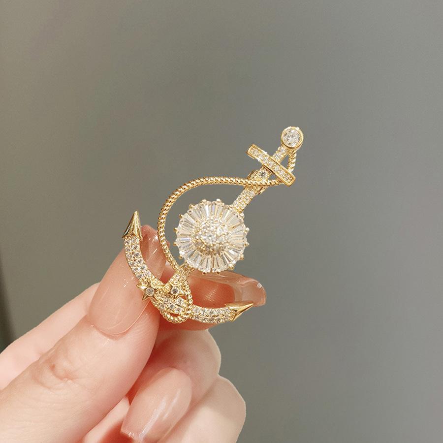 Модная брошь-якорь для женщин Высококлассная нишевая изысканная брошь Роскошная и элегантная булавка для костюма
