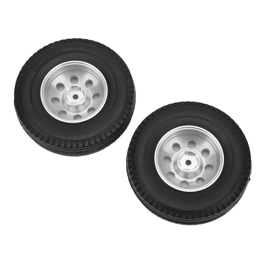 2Pcs RC Car Wheels Rubber Tires 84mm CNC Metal Wheel Rims Hubs Set for Tamiya 1 14 RC Car Truck