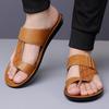 Модные летние мужские новые пляжные крутые кожаные мужские шлепанцы Модные мужские дизайнерские простые легкие удобные уличные комфортные шлепанцы