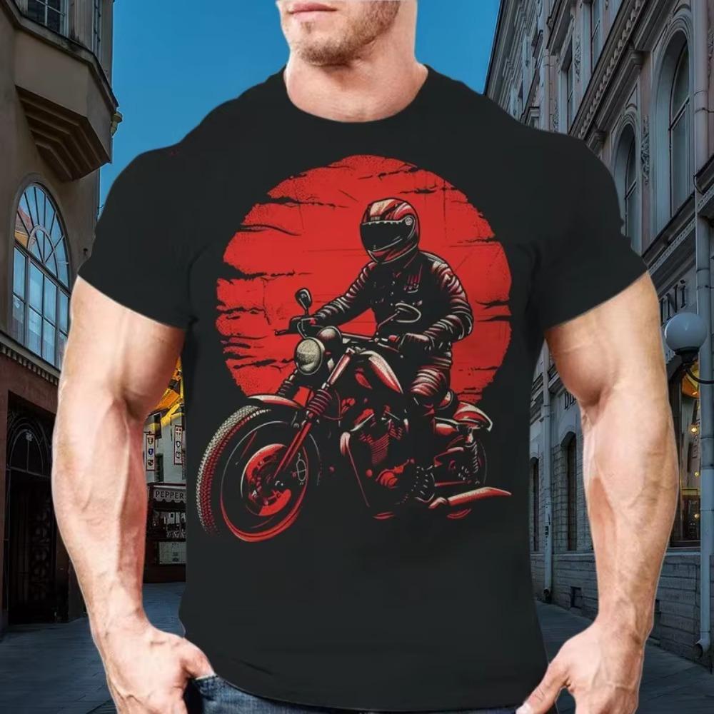 Винтажная футболка с тяжелым мотоциклетным принтом, летняя, мужская, уличный стиль крутого парня, личность, тренд, короткий рукав, большой размер, топ, одежда