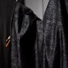 50x133cm Black Spider Lily 3D Embossed Textured Jacquard Fabric for DIY Handmade Suits and Designer Jacket Fabric
