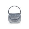 Diesel 1Dr Silver Logo Adjustable Detachable Shoulder Strap Cotton And Calfskin Mini Handbag Women handbag Blue White X08709P5572