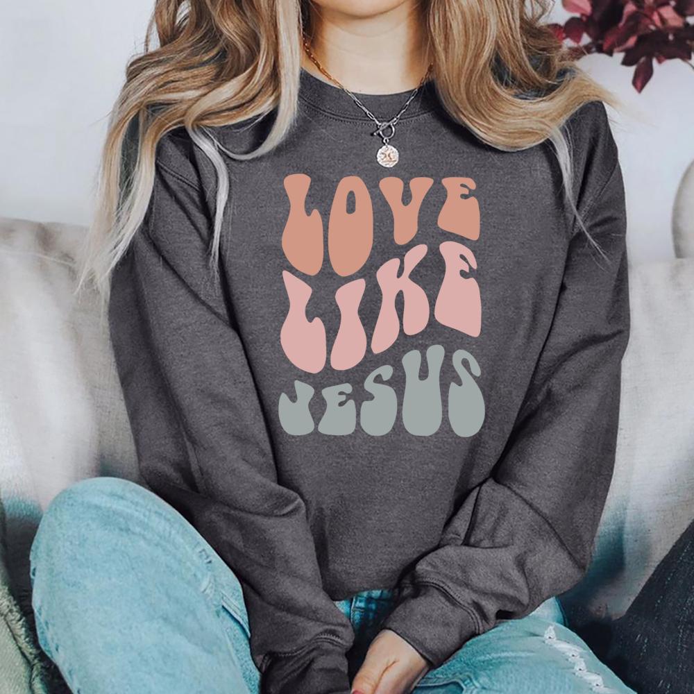 Христианская толстовка унисекс «Любовь как Иисус», толстовка с христианскими библейскими стихами, религиозный свитер, модные толстовки с круглым вырезом «Вера вместо страха»