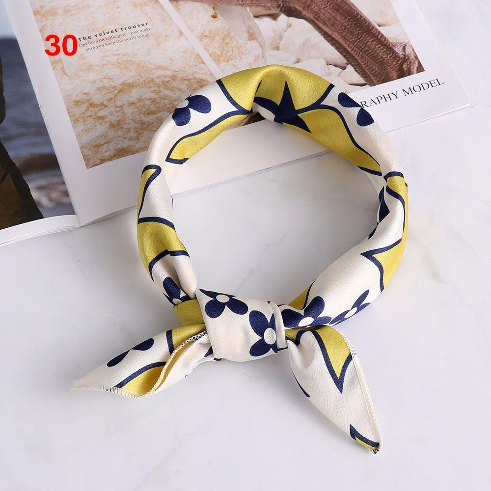 Vintage Wrist Wrap Head-Neck Tie Hair Band Silk Feel Satin Bandana Women Square Scarf Handkerchief
