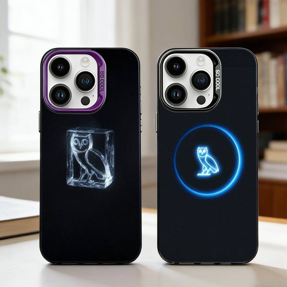 Drake O-OvO O-OWL Phone Case For iPhone17,16,15,14,13,12,11,Pro,MAX Gray Matte Silicone Black Cover