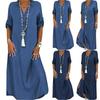 Denim Dress Solid Color Plus Size Dress