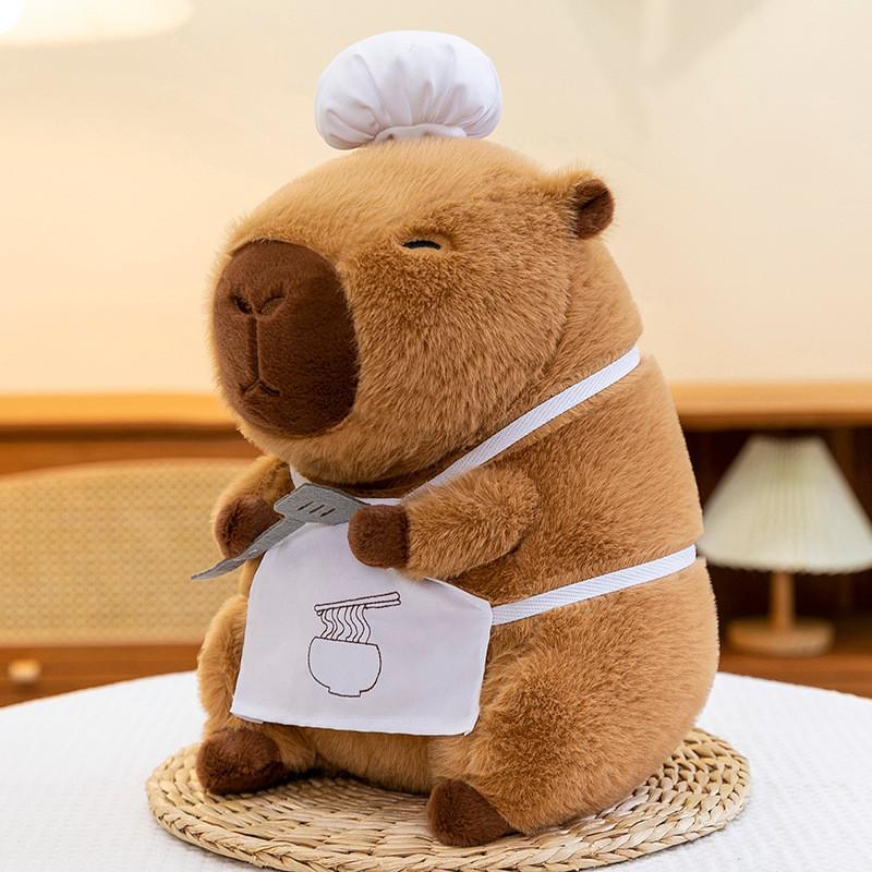 Chef Plush Capybara Toy Dolls Room Decoration Ornaments Children Gift Christmas