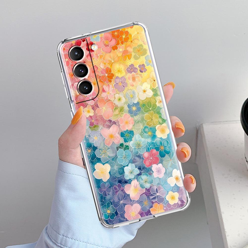 Чехол для телефона Samsung Galaxy S26 S25 S24 S23 S22 Ultra S20 S21 FE 5G Plus Мягкий прозрачный чехол Летний разноцветный цветок