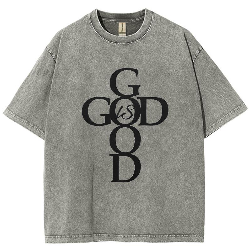 Женская стираная футболка с надписью God Good Letter Print, свободный круглый вырез, короткие рукава, минималистичный модный простой топ, базовые футболки