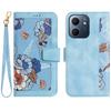 For Oppo A5x 4G Case PU Leather Floral Phone Cover with Card Slots/Wrist Strap