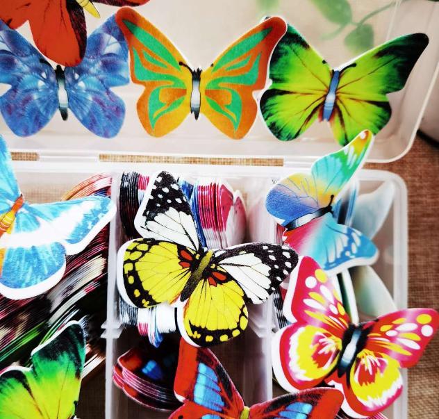 Food Grade Customize Logo Kangkai Cake Supplier Cake Ornament Edible Glutinous Wafer Rice Paper Butterfly for Cake Decorations