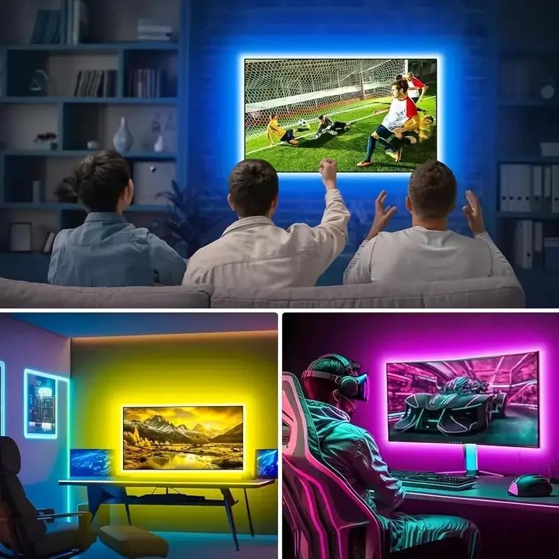 RGB светодиодная лента, меняющая цвет, гибкая лента, USB 5050, управление через приложение и пульт ДУ, для комнаты, вечеринки, подсветки телевизора, домашнего декора