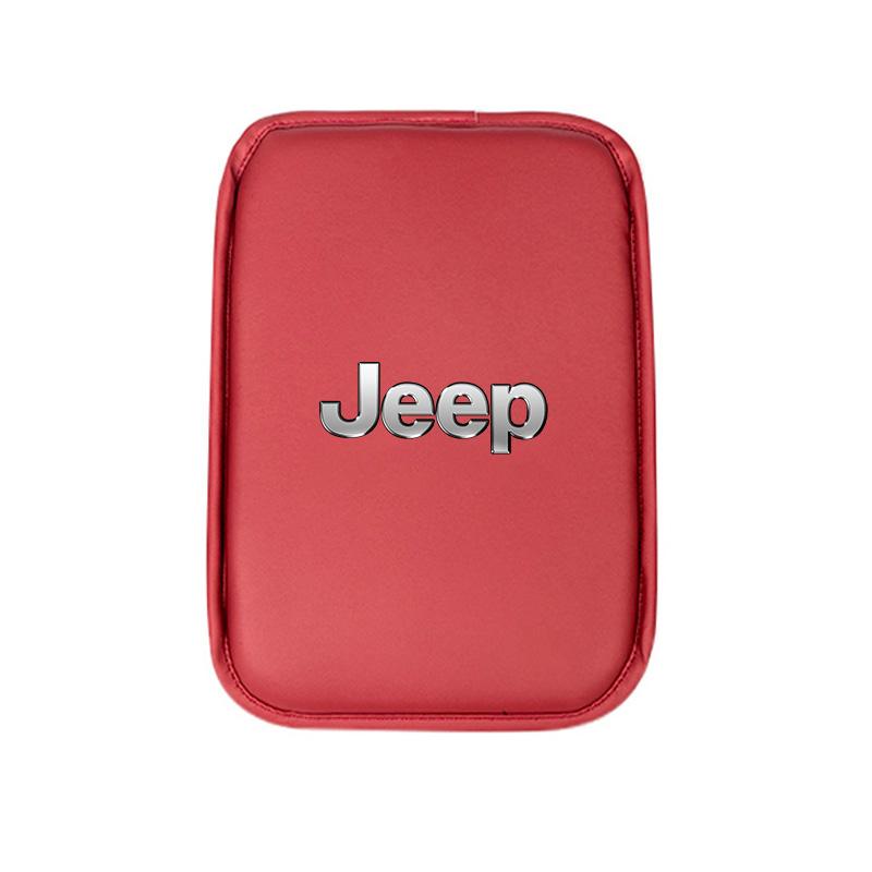 PU Leather Car Armrest Box Mat Arm Rest Cushion Accessories For Jeep Grand Cherokee Wrangler JK Gladiator Compass Renegade Recon AMT1