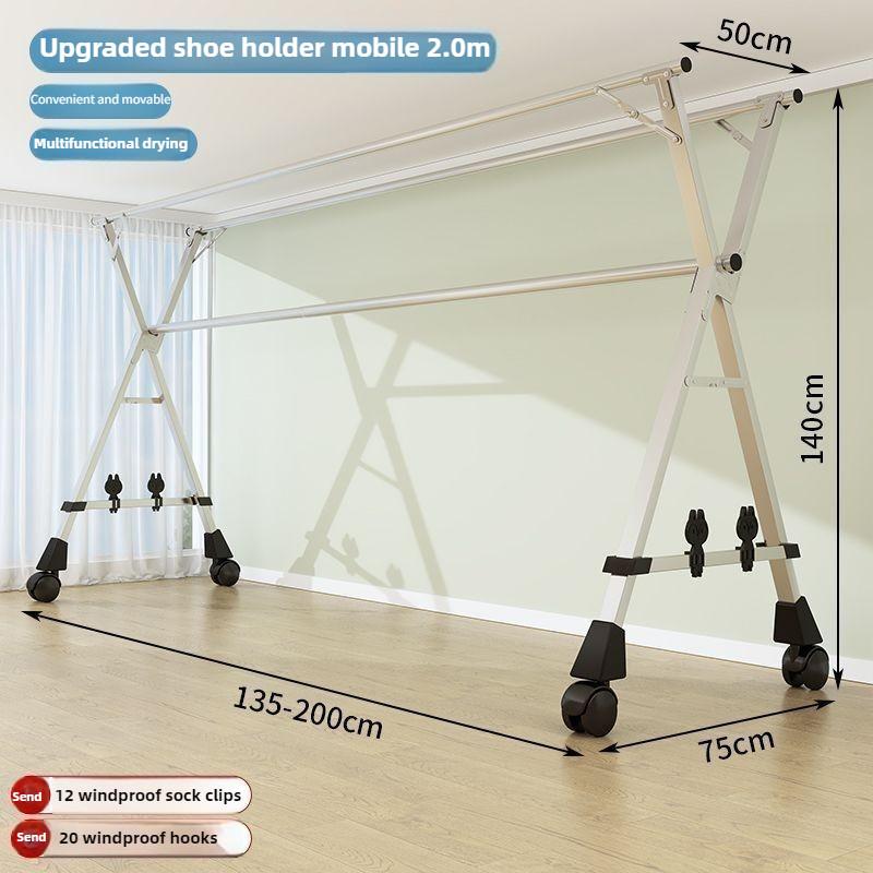 Сушилка для одежды из нержавеющей стали, бытовая складная вешалка-стойка, балконная, 5-полюсная, выдвижной инструмент для сушки одежды