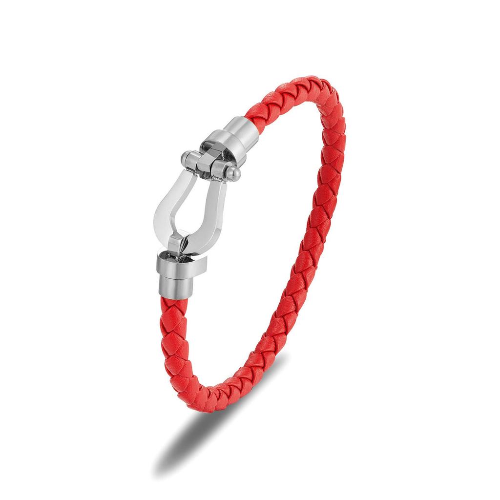 «Браслет из позолоченной титановой стали с пряжкой в форме подковы, U-образный дизайн из нержавеющей стали, плетеный, для мужчин и женщин, парный аксессуар своими руками»