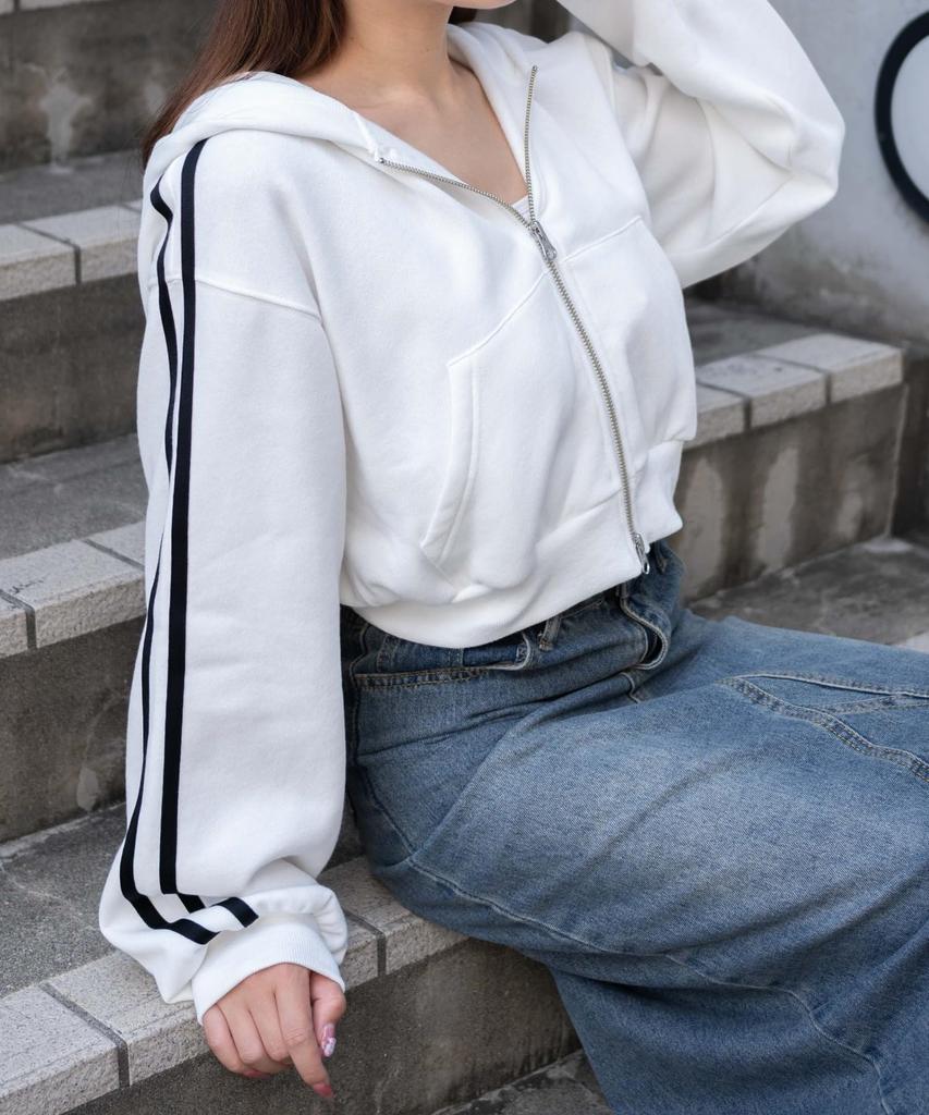 WEGO Short Zip Short Korean Size Type B Double Black Women's Hoodie, Sweatshirt, Hoodie, Top, Length, Streetwear, Dance, Style, Casual, Gift, Classic,