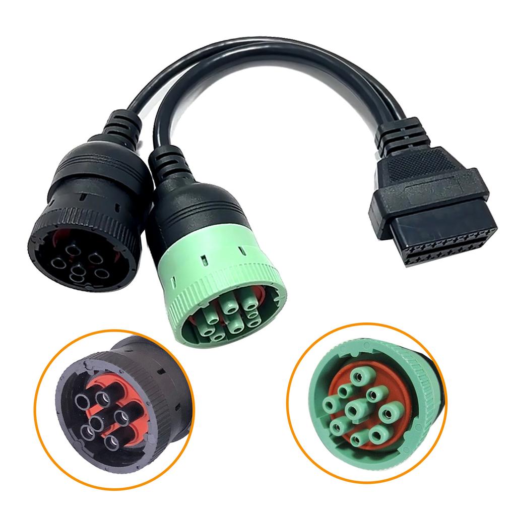 OBD2 Truck Diagnostic Tool 16 Pin Cable J1708 J1939 Connector OBD To OBD2 6 Pin 9 Pin for Car Truck