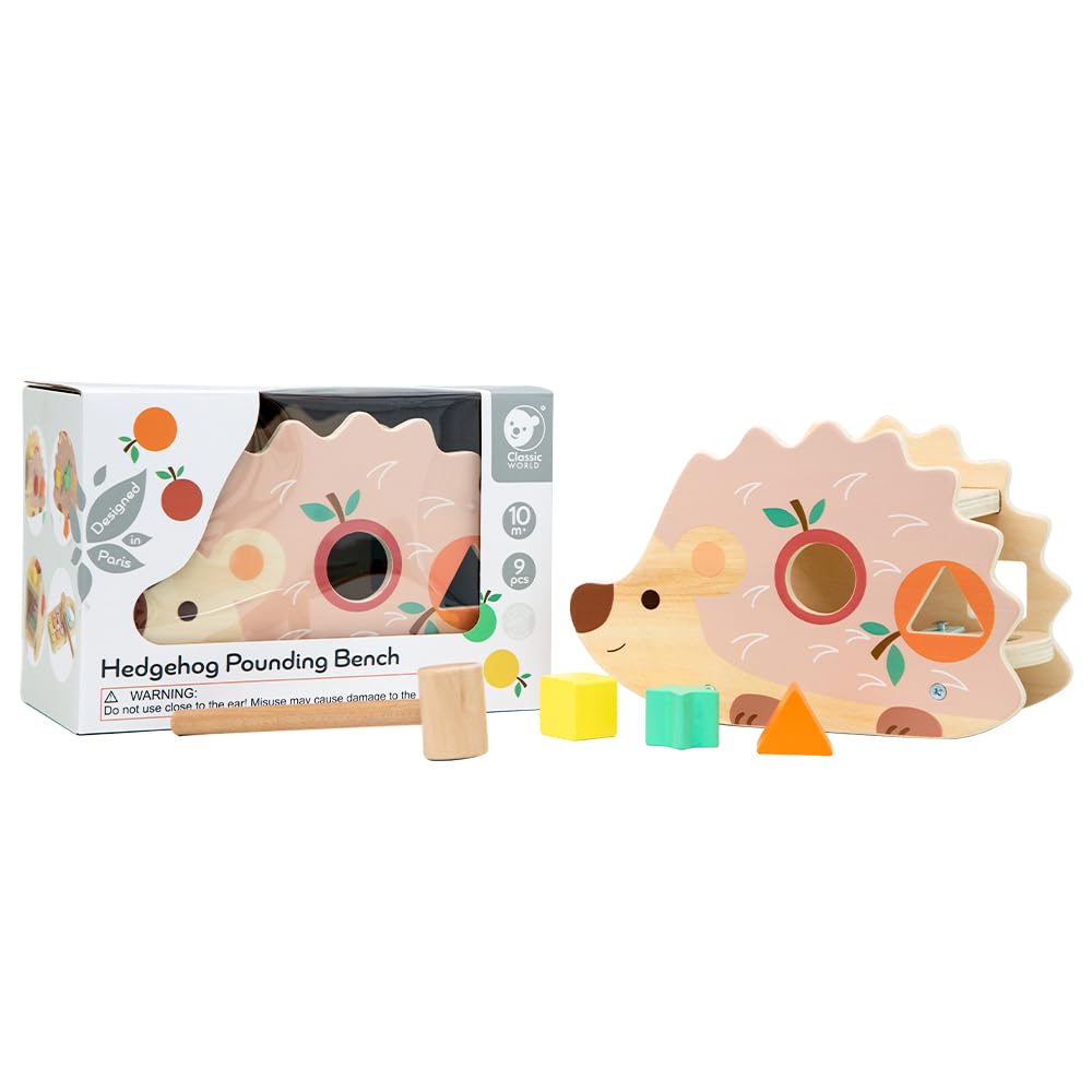 Классический мир ежик, молоток, скамья, игрушка, ударяющая игрушка, молоток, мяч, падающий ежик, ксилофон, обучающая игрушка, деревянная игрушка для детей 1 года (CL20137)