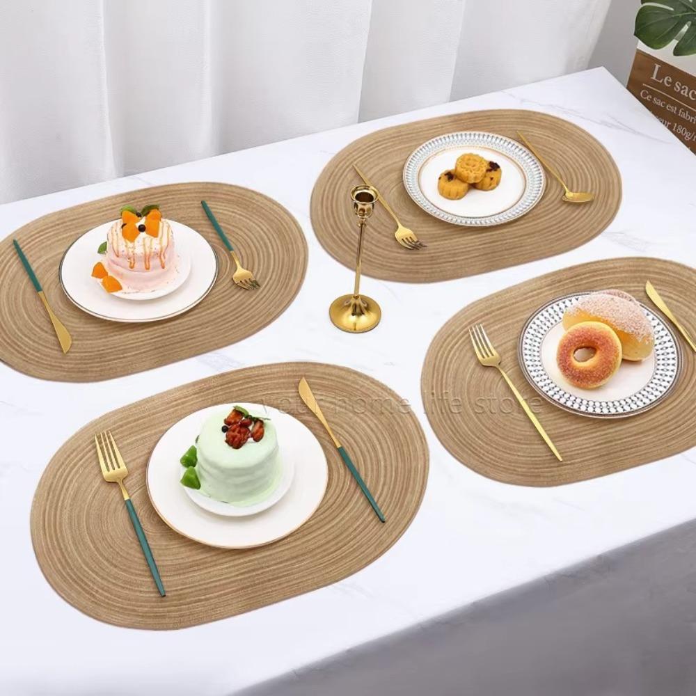Oval Table Mats Coasters Hand-woven Pot Mat Creative Braided Table Place Mats for Dining Table