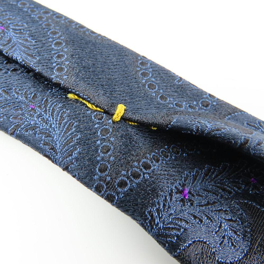 Used GUCCI tie Gloss Paisley Pattern silk Navy system purple business