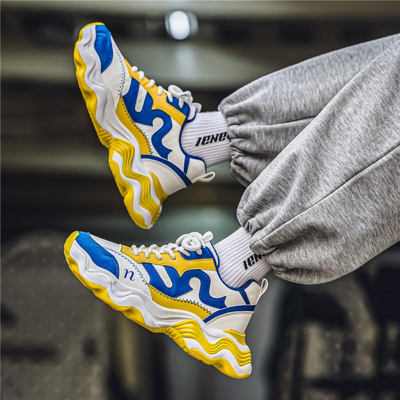 Модная осенняя новинка Мужская повседневная спортивная обувь Низкие кроссовки на толстой подошве из мягкой кожи Кроссовки для папы Нескользящая легкая мужская обувь для бега