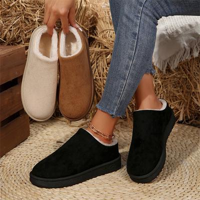Новые зимние плюшевые туфли для женщин, удобные в носке зимние сапоги, теплые плюшевые тапочки для улицы, женские однотонные туфли на толстой подошве