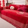 Простой и современный чехол на диван из шенилла, празднично-красный, защита от царапин кошек, ткань-полотенце, нескользящая, ткань-чехол для дивана прямой ряд