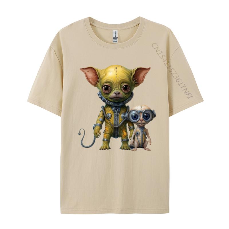 Alien Cat And Friend T Shirt Astro Funny Gift Tops Tees Brand Casual Cotton Men T Shirts Brand T Shirt
