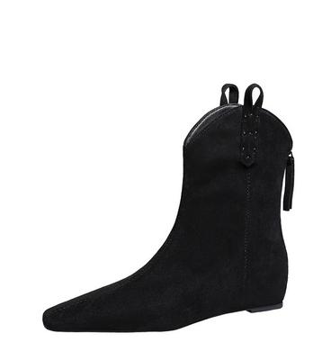 Женские черные ботинки на молнии по щиколотку с острым носком и неглубокой внутренней частью, увеличивающие рост, элегантные женские ботинки на осень 2024 года