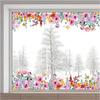 GORGECRAFT Large Size Reusable Flower Transparent Stained Window Clings Non Adhesive Double-Sided Spring Static Cling Window Stickers Summer Floral