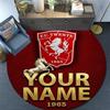 Custom Name,FC Twente pattern round rug,Carpet Rug for Living Room Bedroom Playroom ,Non-slip Floor Mat,Holiday Gifts and Birthday Gifts.