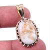Natural Jasper Gemstone 925 Solid Sterling Silver Two Tone Pendant 1.25'' g1K62