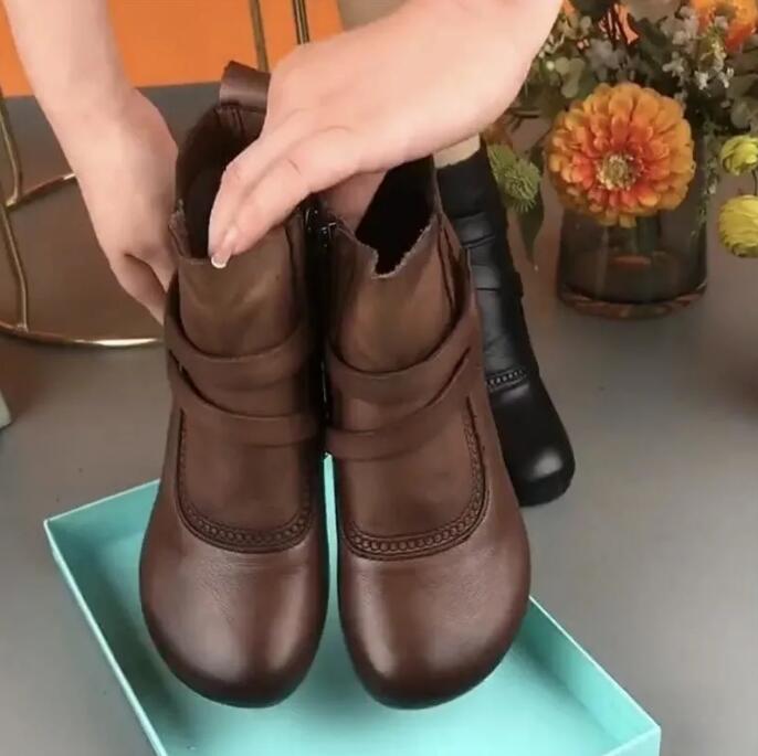 Новые модные ботинки с ремешками, зимняя обувь для женщин, осенние кожаные ботильоны, ботильоны с липучками, женские зеленые туфли в стиле ретро