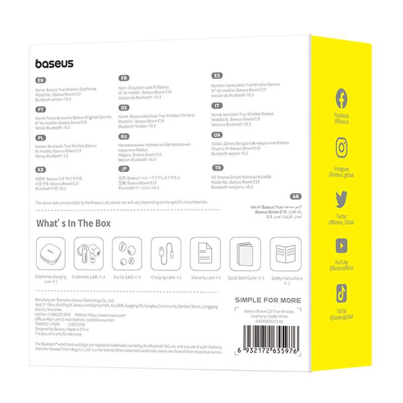 Słuchawki Tws Baseus Bowie E19 (Biały)