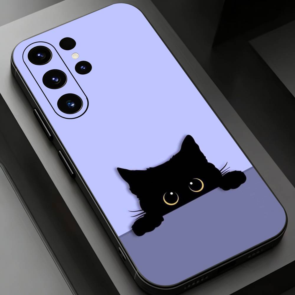 Black Cat Phone case for Samsung Galaxy S24,25,26,23 22,21,S20 Plus Ultra FE soft fundas cases