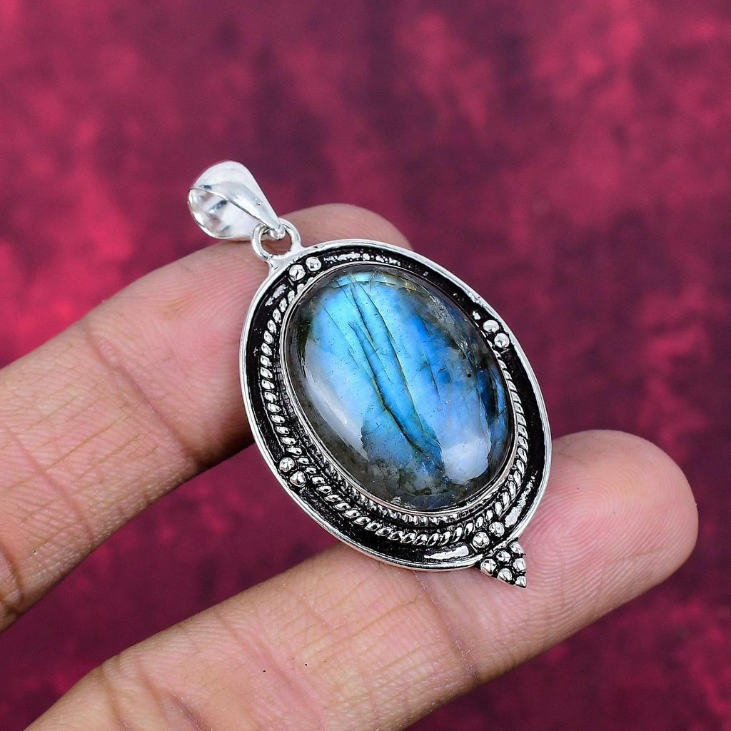 Labradorite Pendant Gemstone Jewelry, 925 Solid Sterling Silver Pendant, Handmade Jewelry Birthstone Pendant, Gift For Him