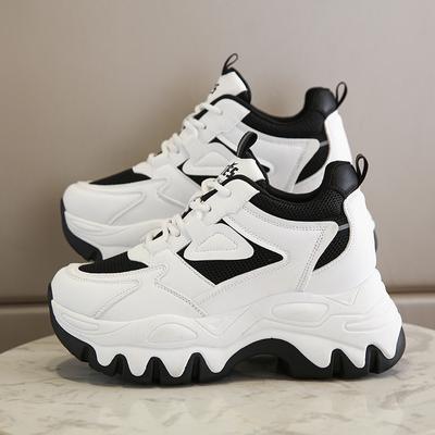 Женские кроссовки на платформе разного цвета, вулканизированная обувь из дышащей сетки на шнуровке, женская нескользящая спортивная обувь на толстой подошве, женская