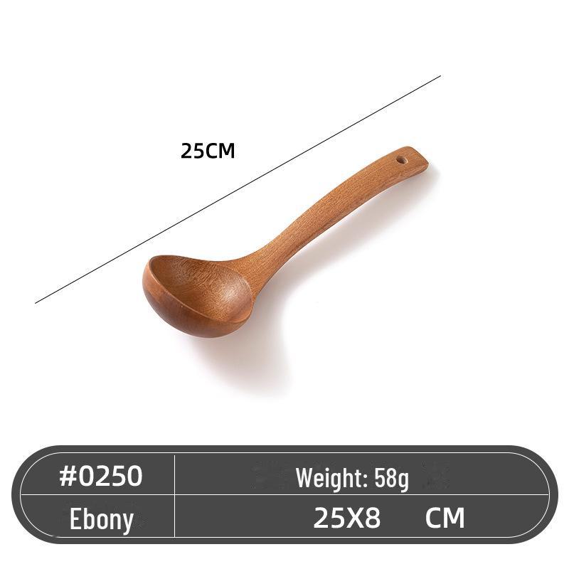 Набор кухонных ложек из черного дерева: Лопатка с длинной ручкой, лопатка для жарки, набор кухонных принадлежностей.