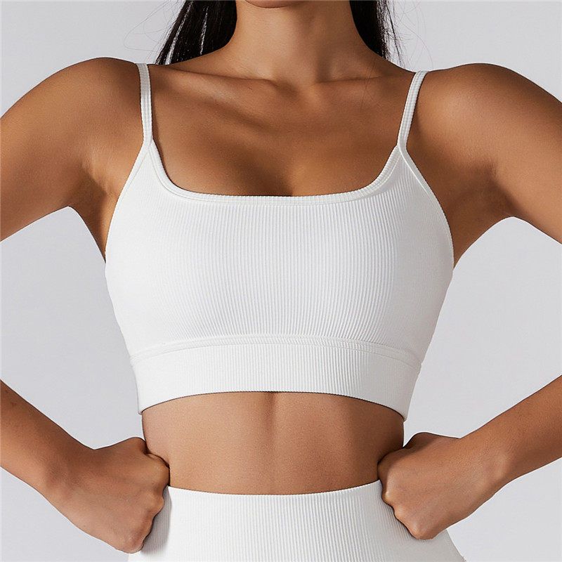 European and American Sexy Minimalism Intimates Gather Shockproof Yoga Clothes with Chest Pad Fitness Vest Short Dancing Bra