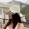 1PC Women Foldable Floppy Straw Hat Pearl Silk Ribbon Wide Brim Sun Hat Beach Cap Summer Sunshade Visors UV Protection Travel Hats Bucket Caps