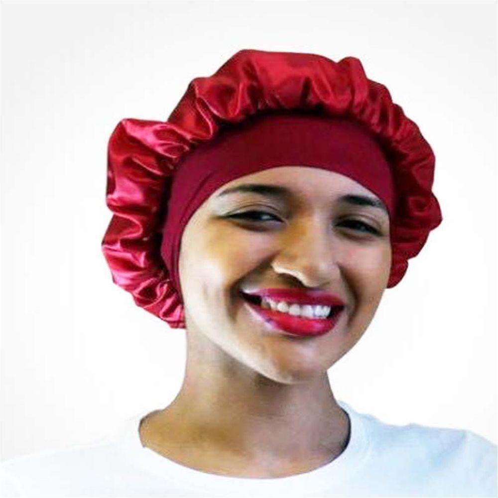 Soft Stretch Head Cover Night Sleep Hat Wide Band Satin Cap Elastic Head Wraps Hair Loss Chemo