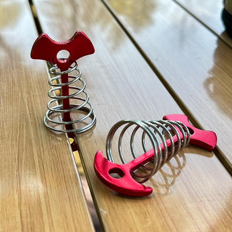 Anchor Type Fishbone Spring Fixed Tent Pegs Aluminum Alloy 4mm Thick for Outdoor Camping Deck Plank Road Windproof Rope