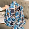 180*90CM Fashion Dustproof Big Bandanna Popular Satin Finish Silk Shawls Scarves Luxury Print Sunscreen Beach Towel