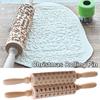 Cookies Baking Christmas Rolling Pin Christmas Elements Pattern 3D Decorative Embossed Rolling Pin