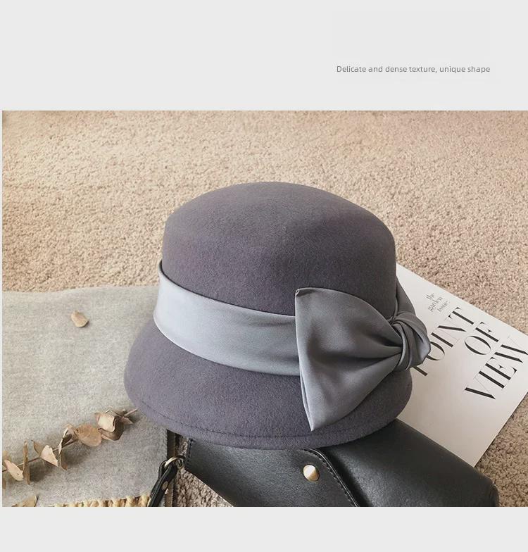 Элегантная шерстяная шапка для женщин: Лук в стиле Хепберн, французский ретро