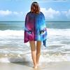 Vibrant Galaxy Wolf Head Beach Towel | Trendy Abstract Animal Art Bath Towel Perfect for Music Festival & Vacation