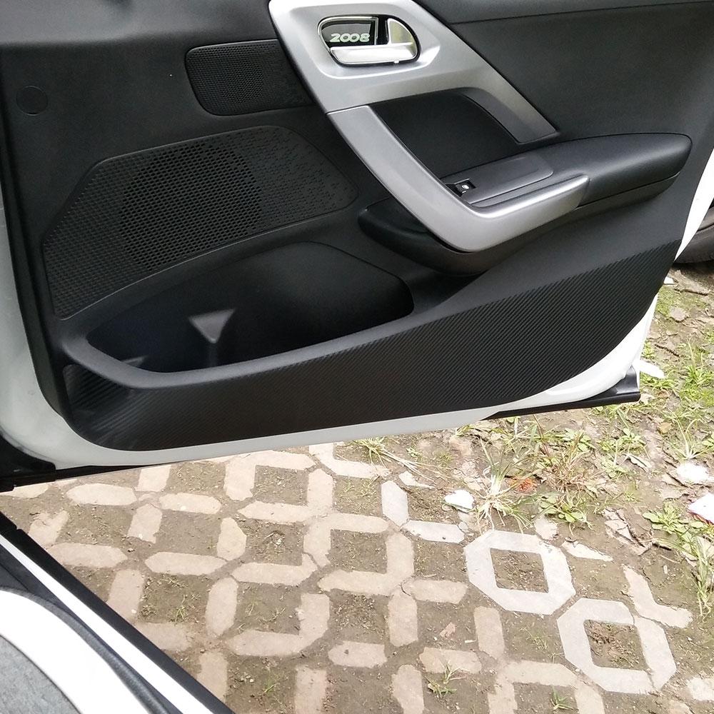 Car Inner Door Stickers for Peugeot 2008 2014 - 2018 4Pcs Carbon Fiber Anti-kick Sticker Door Protector Interior Accessories