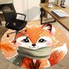 1pc Winter Fox Office Round Area Rug, Indoor Mat Suitable ForOffice, Under Office Chairs Bedroom Living Room Home Decor, Room Deco D079
