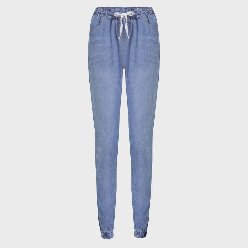 Женские свободные джинсы большого размера с эластичной резинкой на талии и леггинсами