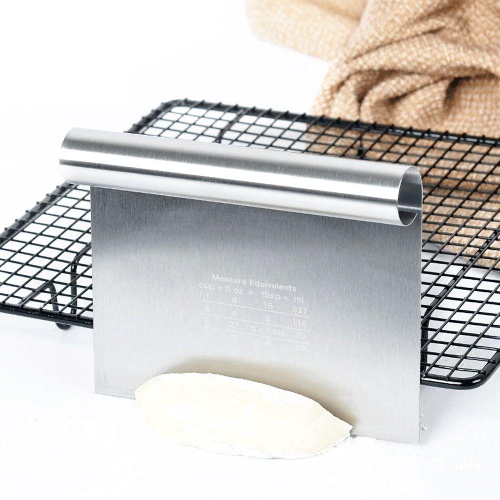 Stainless Steel Bench Scraper Scale Ruler Dough Scraper Polished Pastry Chopper Kitchen